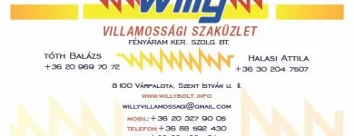 3 üzleti kép WILLY VILLAMOSSÁGI ÉS KLÍMA SZAKÜZLET Villanyszerelés ban/ben Várpalota VE